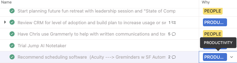 Asana Project Plan of Improvements